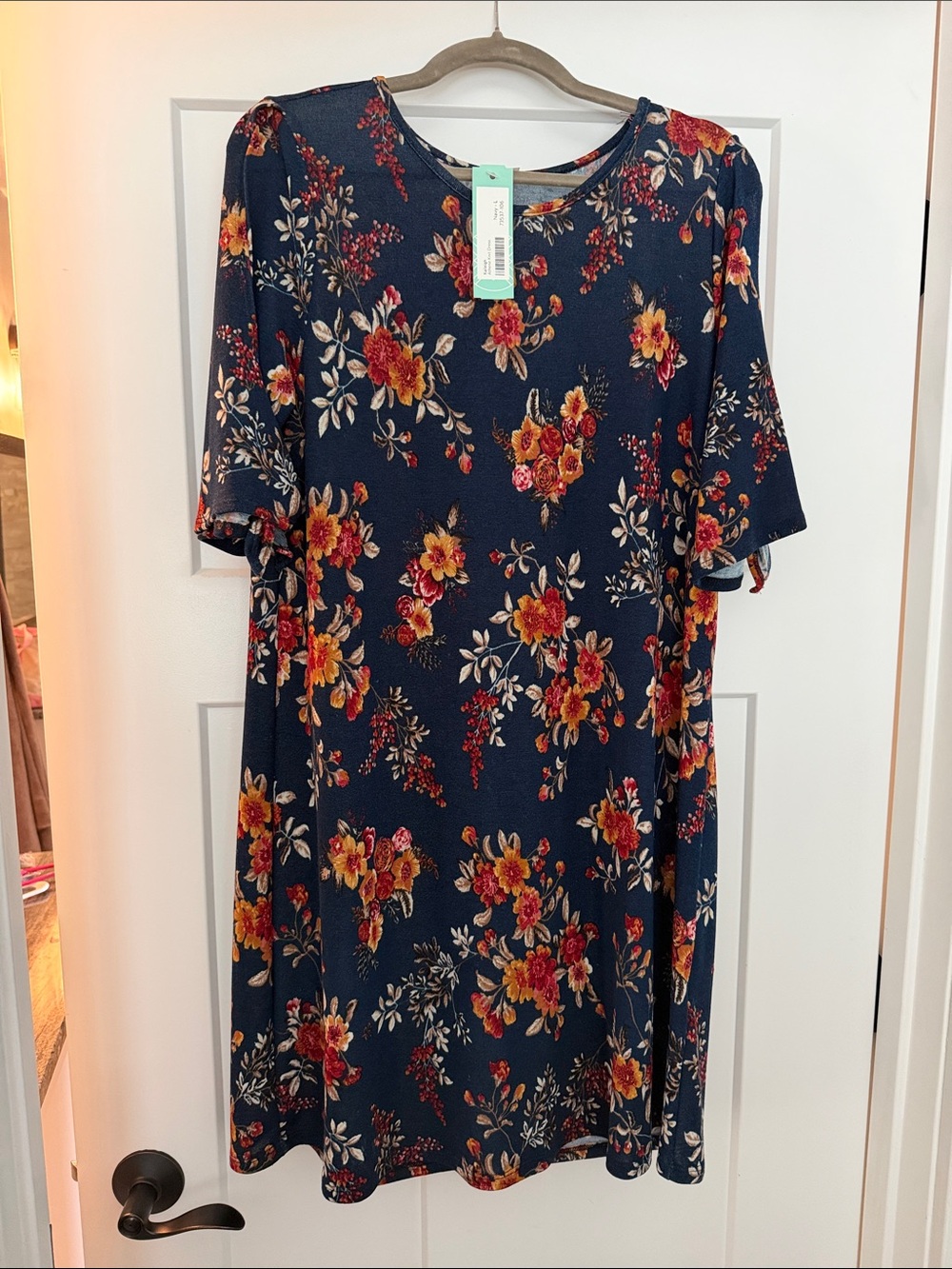 Kaileigh Navy Floral Long Sleeve Shift Dress